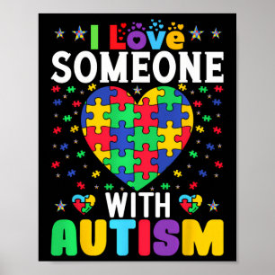 Poster J'Aime Quelqu'Un Avec Sensibilisation sur l'autism