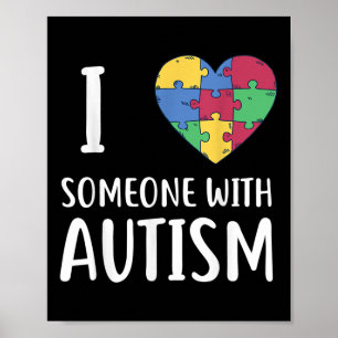 Poster J'Aime Quelqu'Un Avec Sensibilisation sur l'autism