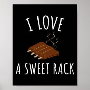 Poster J'Aime Un Rack Sucré Bbq Ribs Drôle T
