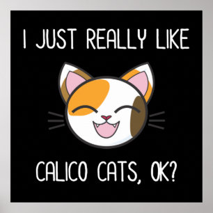 Poster J'Aime Vraiment Calico Cats D'Accord ? Cute Calico