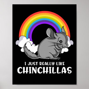 Poster J'Aime Vraiment Chinchillas Joli Animal