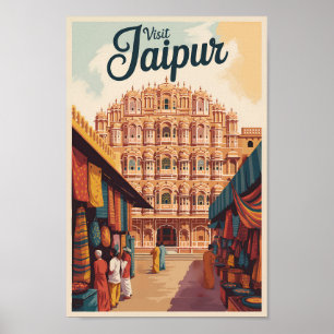 Poster Jaipur Inde Hawa Mahal Illustration Art Voyage