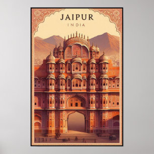 Poster Jaipur Inde - Ville des Palais Voyage Vintage