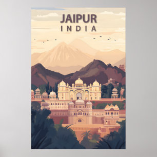 Poster Jaipur Inde Voyage Ville Rose Hawa Mahal