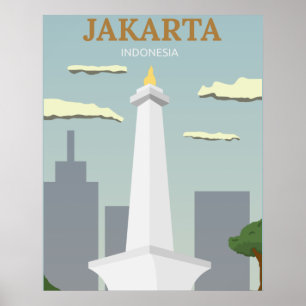 Poster Jakarta, Indonesia Vintage Retro Travel