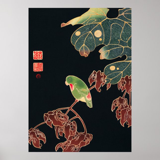 Poster Jakuchu - Le Paroquet (Devant)