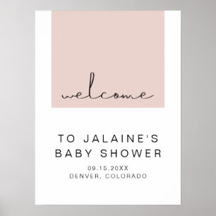 Poster JALAINE Moderne Blush Rose Girl Baby shower Bienve