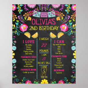 Poster Jalon Chalkboard Taco Fiesta 2e anniversaire