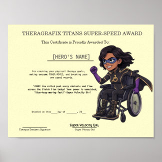 Poster Jalon de course de super-héros en thérapie pédiatr