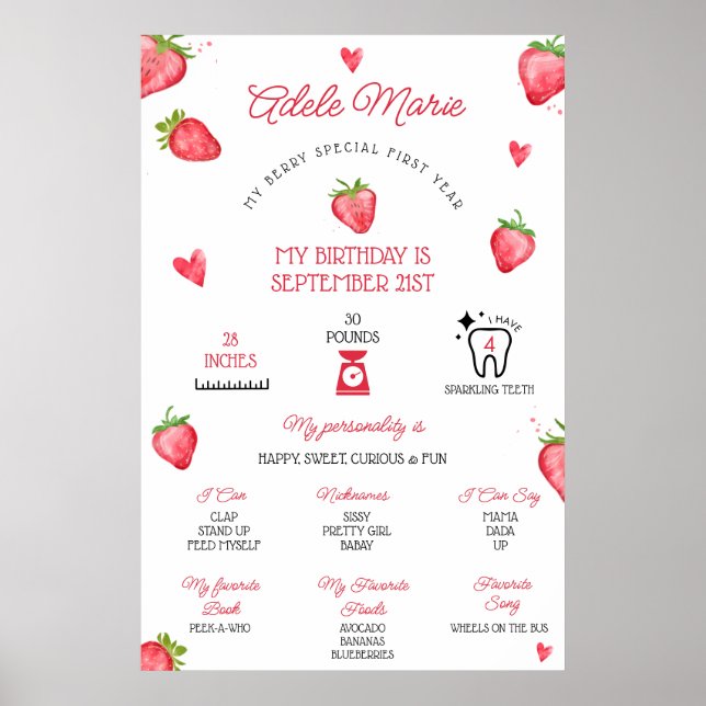 Poster Jalon de premier anniversaire de la fraise (Devant)