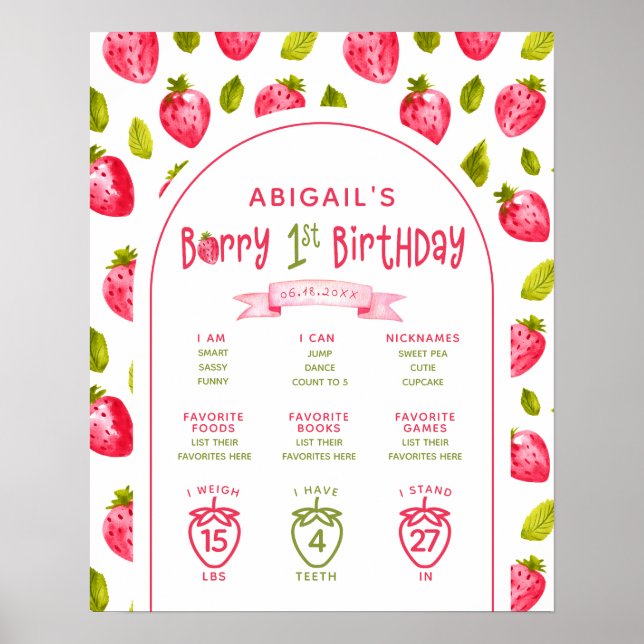 Poster Jalons de fraises Berry Premier anniversaire (Devant)