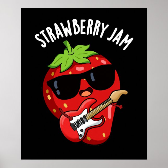 Poster Jam fraise Funny Fruit Pun Dark BG (Devant)