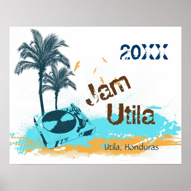 Poster Jam Utila Honduras Tropical Concert (Devant)
