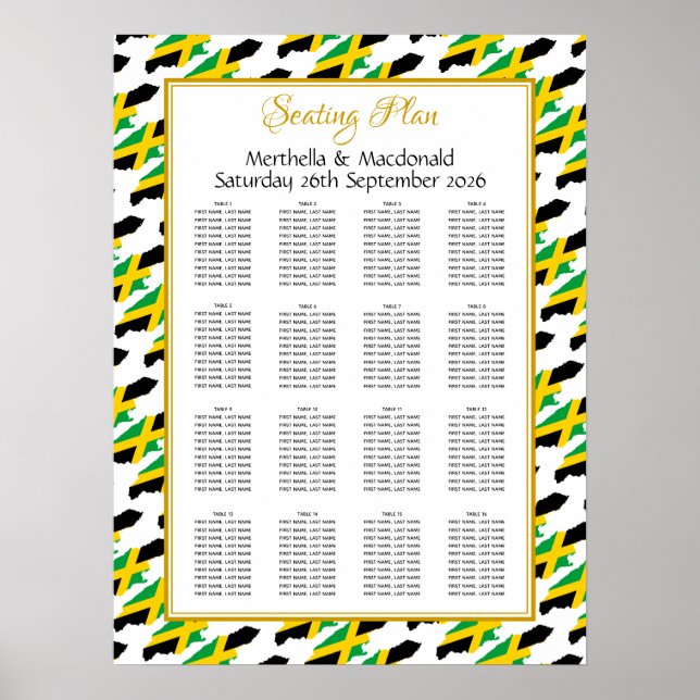 Poster JAMAICA Accueil de mariage personnalisé 160 Plan d (Devant)