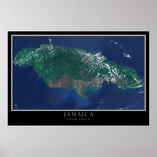 Poster Jamaïque - Carte satellite spatiale (Devant)