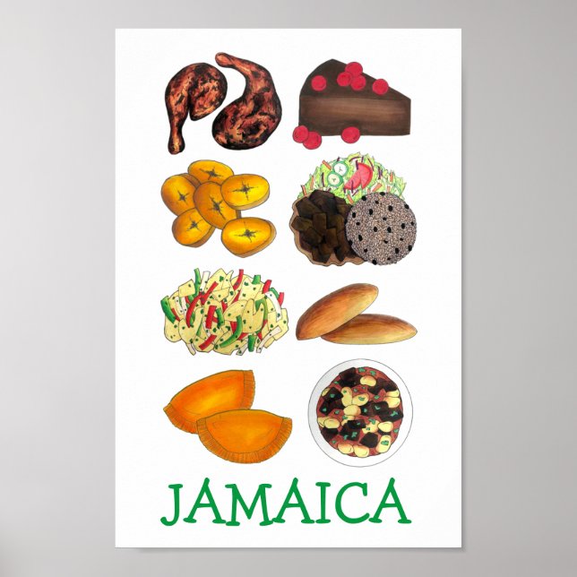 Poster Jamaïque Foods Caribbean Island Cuisine Imprimer (Devant)