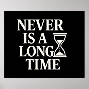 Poster Jamais un long temps - Un sablier minimaliste