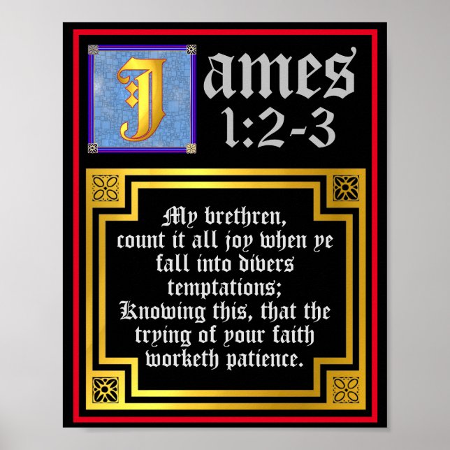 Poster James 1:2 1:3 Citation du nouveau testament éclair (Devant)