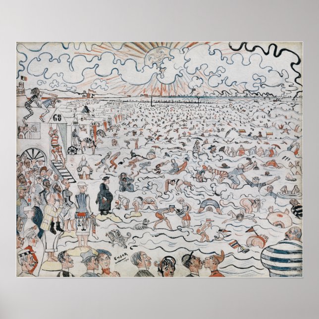 Poster James Ensor La plage à Ostende (Devant)