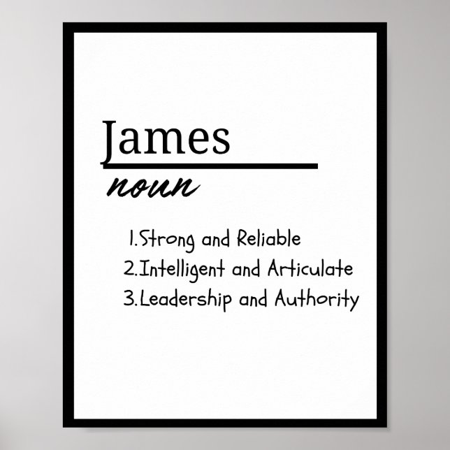 Poster James, Garçon Nom Personnalisé Définition (Devant)