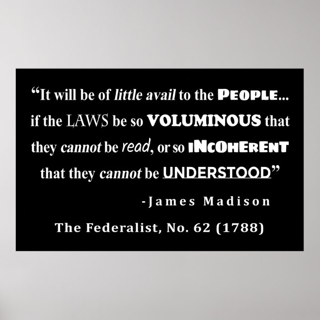 Poster James Madison Citation du Federalist, no 62 (Devant)