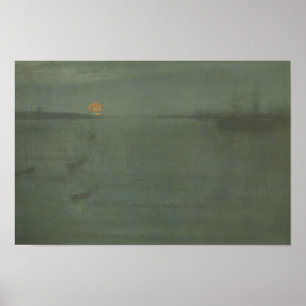 Poster James McNeill Whistler - Nocturne - Bleu et or