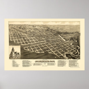 Poster Jamestown, ND Carte panoramique - 1883