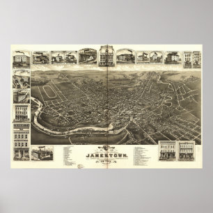 Poster Jamestown New York 1882 Antique Panoramic Map