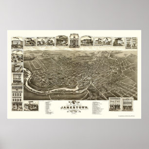 Poster Jamestown, NY Carte panoramique - 1882