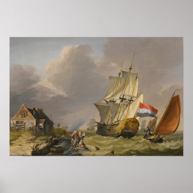 Poster Jan van Os - Expédition Dans Une Tempête Au Large  (Devant)