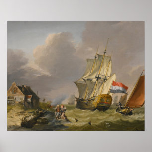 Poster Jan van Os - Expédition Dans Une Tempête Au Large 