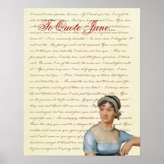 Poster Jane Austen cite Fierté et préjugés, Emma, S&S