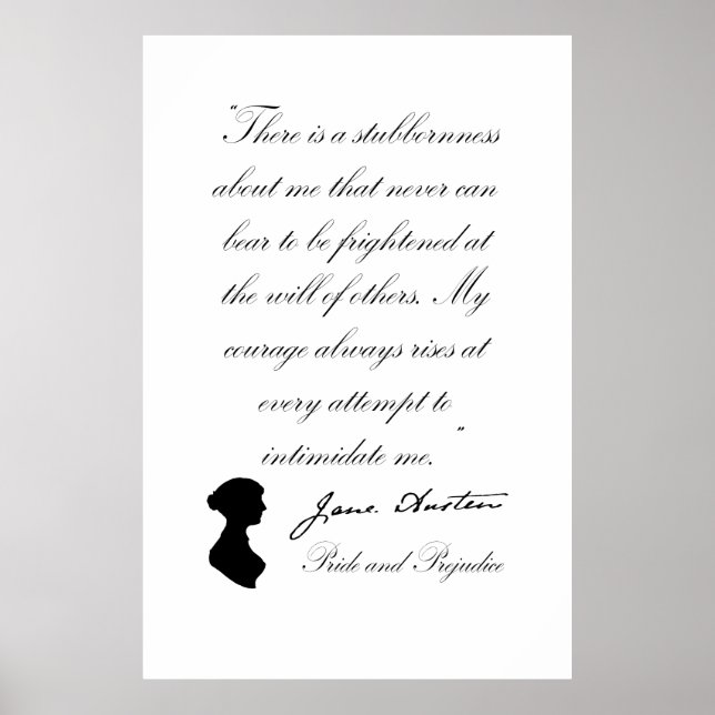 Poster Jane Austen Fierté et citation de préjugé (Devant)