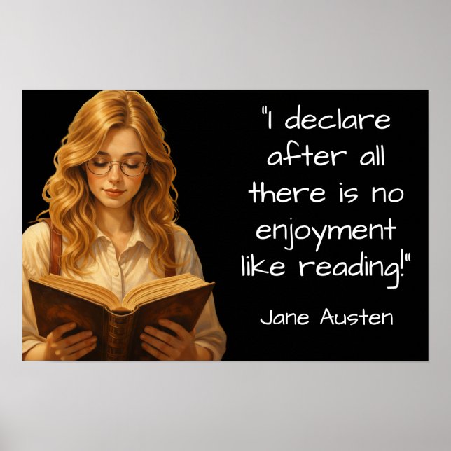 Poster Jane Austen Reading quote (Devant)