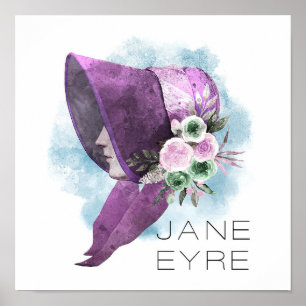 Poster Jane Eyre Bonnet Fleurs violettes et bleues