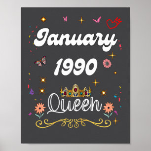 Poster Janvier 1990 Reine Depuis janvier 1990 Anniversair