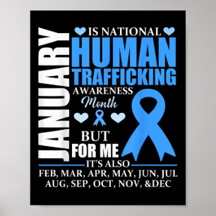 Poster Janvier Nous Portons Le Ruban Bleu Traite des être