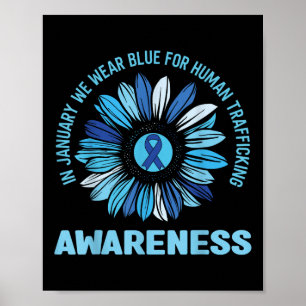 Poster Janvier Portez Le Ruban Bleu Contre La Traite Des
