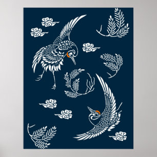 Poster Japanese Crane Couple