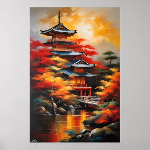 Poster Japanese Culture Oil Painting Style