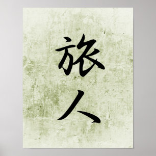 Poster Japanese Kanji for Traveler - Tabibito