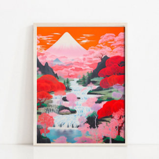 Poster Japanese Landscape Painting, Japanese Wall Art, Co