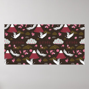 Poster Japanese traditional seamless doodle pattern with 