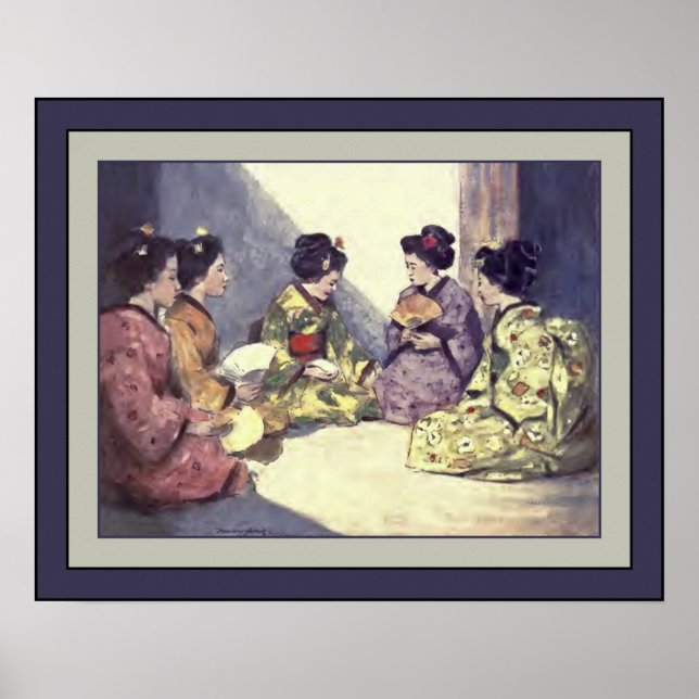 Poster Japon Aquarelle ~ "Papillons" ~ 1901 ~ (Devant)