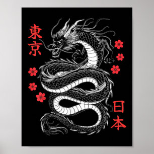 Poster Japon Dragon Tokyo Japon 80s Asiatique Mythique An