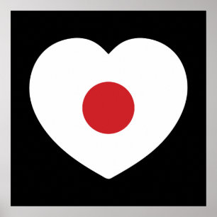 Poster Japon Drapeau Japonais Cœur