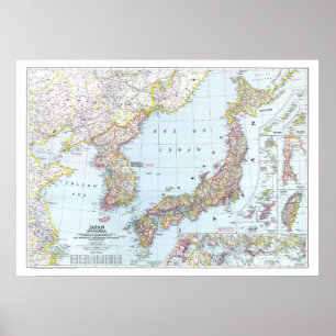 Poster " Japon et Corée : 1945 Carte détaillée ...