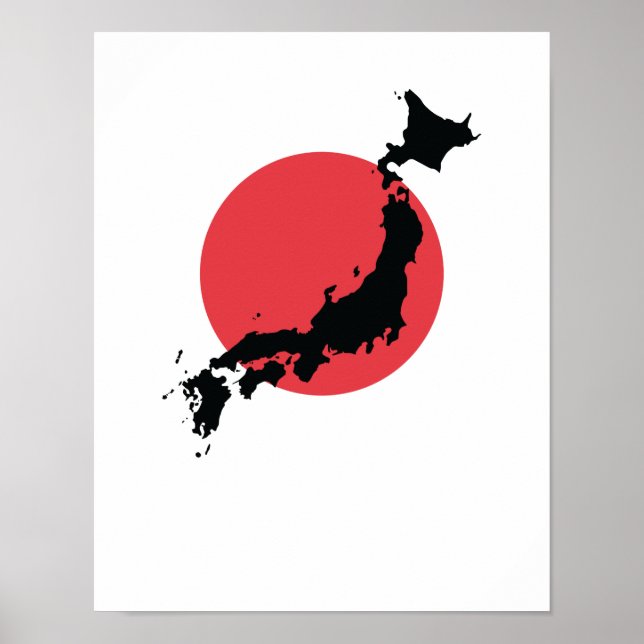 Poster Japon Flagge Kartenumriss (Devant)