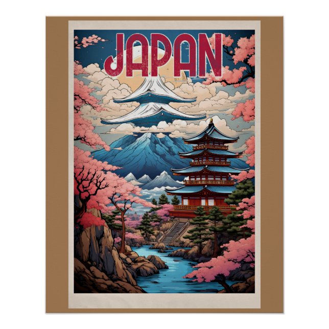 Poster Japon, Fleurs de cerisiers, (Devant)