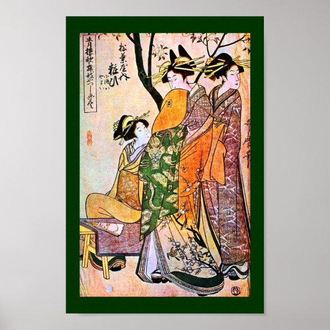 Poster Japon Graving Three Geisha 1911 (Devant)